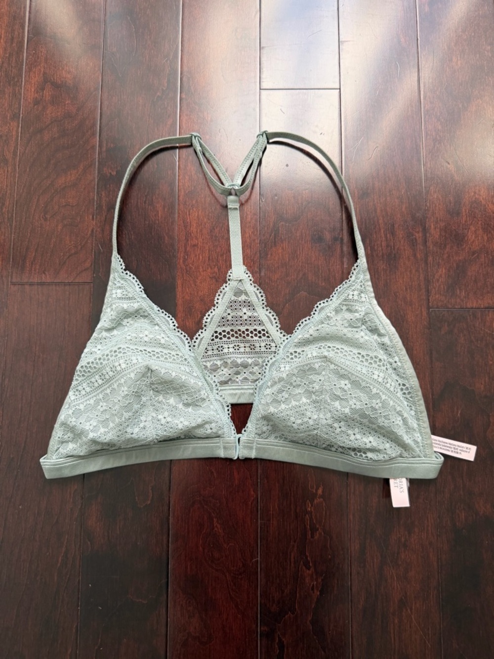 Victoria's Secret Women's Lace Bralette Size L Front Closure Green Bra Lingerie